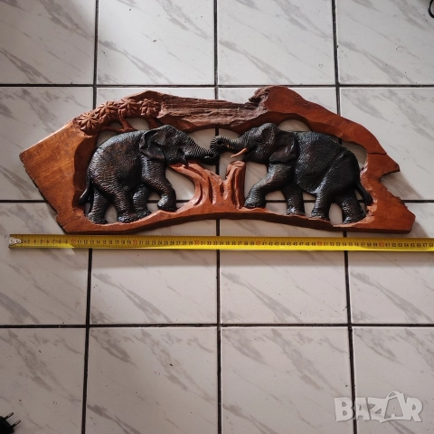 Пано за стена, дърворезба,Слонове. , снимка 3 - Пана - 52650359