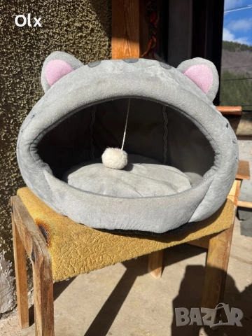 Дървена къщичка/плюшена къщичка за котки, снимка 4 - За котки - 53744475