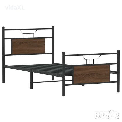 vidaXL Рамка за легло без матрак кафяв дъб 80x200 см инженерно дърво, снимка 3 - Спални и легла - 56147483