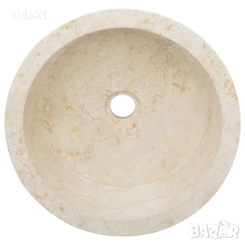 vidaXL Кремава мивка, Ø40x15 см, мрамор, снимка 6 - Мивки - 56146148