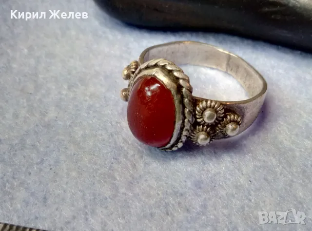 Старинен СКЪПОЦЕНЕН ОСМАНСКИ СРЕБЪРЕН ПРЪСТЕН СРЕБРО ВИСОКА ПРОБА с РЪЧНО ШЛИФОВАН КАРНЕОЛ 47482, снимка 9 - Антикварни и старинни предмети - 49273024