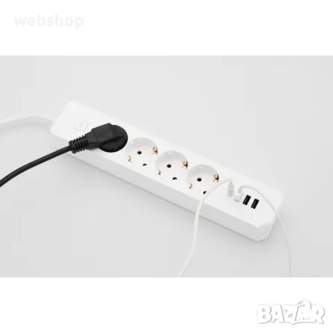 Хай-тек разклонител с 4 гнезда шуко и 4 USB порта, 3680W, 1.4 метра, снимка 1