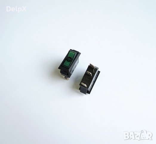 Ключ, 3pin, 2 положения, светещ, зелен, 12V, 20A, 25x11mm, снимка 1 - Друга електроника - 42610024