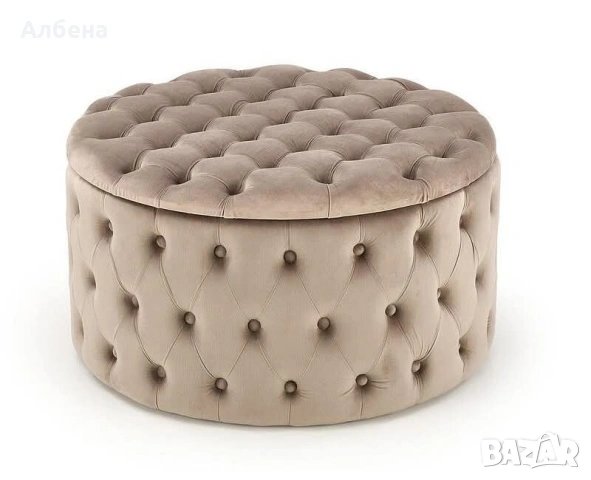 Табуретка NUNEZ – бежова с място за съхранение