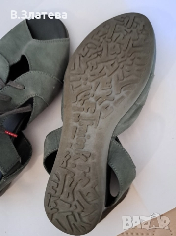 Сандали зелени Think  №38, естествен велур, снимка 4 - Сандали - 51512313