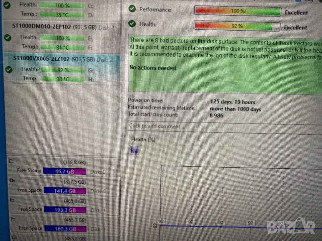 Хард диск 3,5" HDD 1TB Seagate SkyHawk 92% SATA III, снимка 2 - Твърди дискове - 53209910