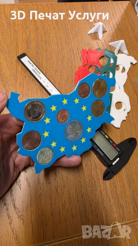 3D принтиран държач/органайзер за монети – български лев и евро Coin Card Holder, снимка 5 - Нумизматика и бонистика - 53076961
