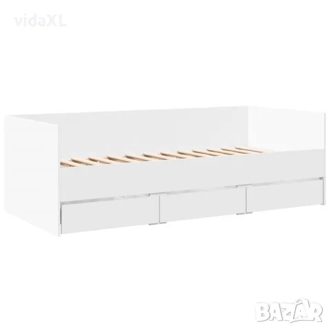 vidaXL Дневно легло с чекмеджета, без матрак, бяло 90x190 см, снимка 3 - Спални и легла - 56146813