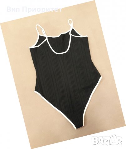 Черна боди с тънка бяла презрамка - секси модел, снимка 10 - Корсети, бюстиета, топове - 39217771