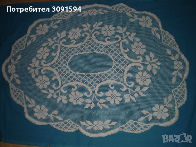 19век ръчно  плетена  елипсовидна покривка филе дантела , снимка 7 - Антикварни и старинни предмети - 41701110