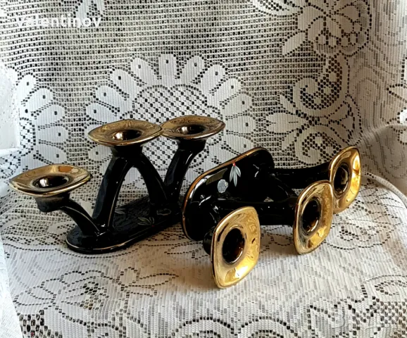 Два старинни керамични свещника- Германия , снимка 5 - Антикварни и старинни предмети - 47702660