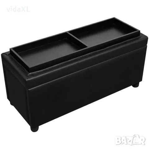 vidaXL Табуретка-ракла тип отоманка, изкуствена кожа, черна, снимка 6 - Ракли - 56146456