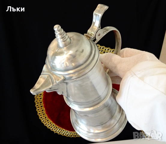 Кана от калай,калаена кана с капак,средновековен дизайн. , снимка 10 - Антикварни и старинни предмети - 51515248