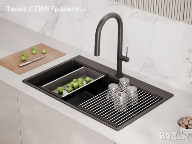 Черна Кухненска Мивка от гранит Осло 80 XXL Top 780 x 500 mm