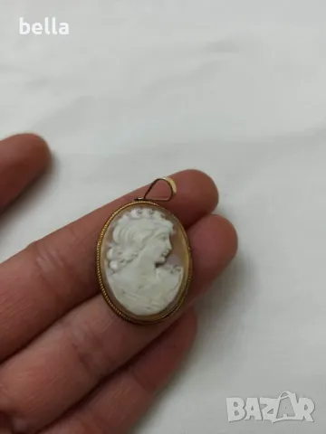 Сребърен стар  медальон-камея -сребро с позлата,маркировка 800 проба., снимка 2 - Антикварни и старинни предмети - 50410356