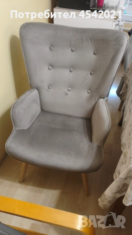 Бежов фотьойл амика, снимка 3 - Дивани и мека мебел - 53350972