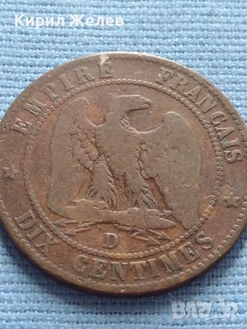 Рядка монета 10 сантима 1855г. Франция Наполеон трети за КОЛЕКЦИЯ 30434