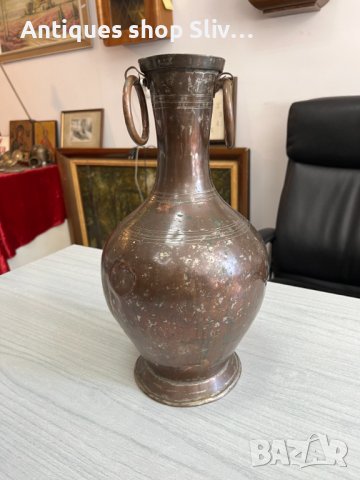 Автентична медна кана / ваза. №4479, снимка 3 - Антикварни и старинни предмети - 42012756