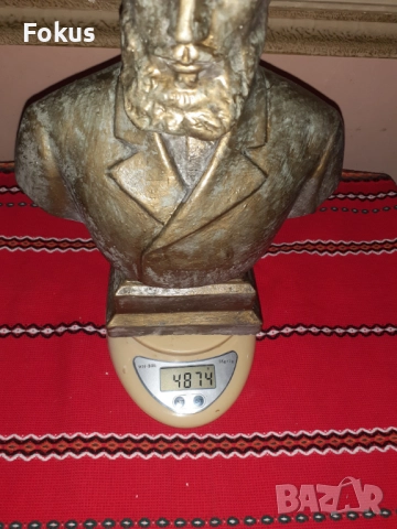 Страхотен бюст на Христо Ботев от лят бетон с цвят бронз, снимка 7 - Антикварни и старинни предмети - 52528060