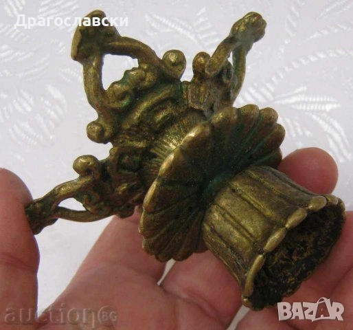 Винтидж свещник за Шабат на равин Баба Сали, юдейски, поднос, еврей, метал бронз антика, снимка 11 - Други ценни предмети - 31942674