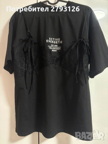 Oversize тениска с дантела , снимка 4 - Тениски - 53716208