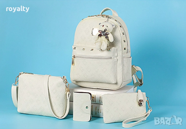 Комплект раница и 3 чантички / Цвят: Черен, снимка 11 - Раници - 52198298