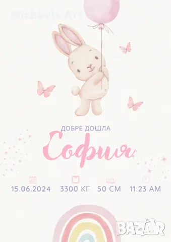 Бебешка визитка А4/А3, снимка 2 - Други - 46827413