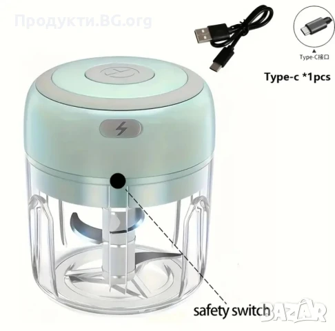 Преносим електрически чопър 250 мл – 10 000 об/мин, USB, акумулаторен, снимка 10 - Чопъри и пасатори - 50879720