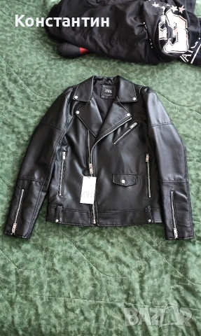 Zara мъжко кожено рокерско яке biker jacket S