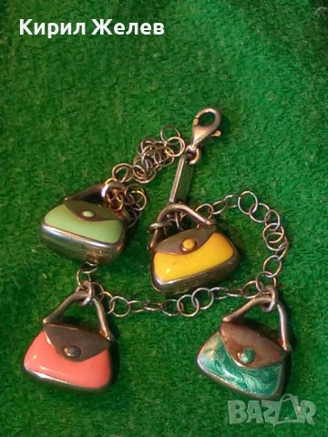 IRIS 925 МАРКОВА ЕМАЙЛИРАНА СРЕБЪРНА ВИНТИДЖ АРТ ГРИВНА СРЕБРО 925 ЮВЕЛИРНА РЪЧНА ИЗРАБОТКА 38737, снимка 3 - Гривни - 41741316