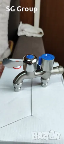 Двоен кран стомана 1/2, снимка 1