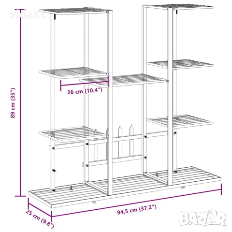 vidaXL Стойка за цветя, 94,5x25x89 см, бяла, желязо, снимка 9 - Саксии и кашпи - 56147169