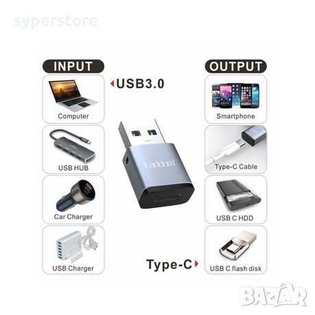 Преходник от USB3.0 мъжко към Type c женско Digital One SP00920 earldom ot61 USB3.0 M - TypeC F  , снимка 2 - USB кабели - 44397652