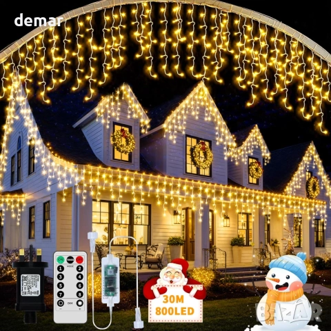 Коледни светлини тип „ледуни“, 25M+5M 800 LED, 8 режима