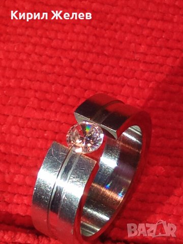 ПРЪСТЕН БЛАГОРОДНА НЕРЪЖДАЕМА СТОМАНА със СКЪПОЦЕНЕН ЦИРКОН АРТ ХАЛКА 20625