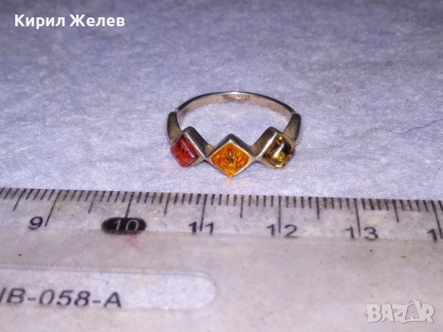 ЕЛЕГАНТЕН АРТ НУВО СРЕБЪРЕН ПРЪСТЕН СРЕБРО 925 с ТРИ ВИДА НАТУРАЛЕН БАЛТИЙСКИ КЕХЛИБАР 38588, снимка 10 - Пръстени - 41638005