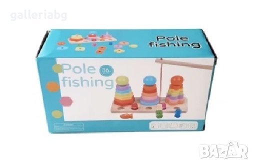 Игра 3в1, Pole Fishing, риболов и сортер, дърво, снимка 2 - Образователни игри - 41478575