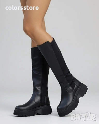 Равни ботуши - черна кожа - MBN55 