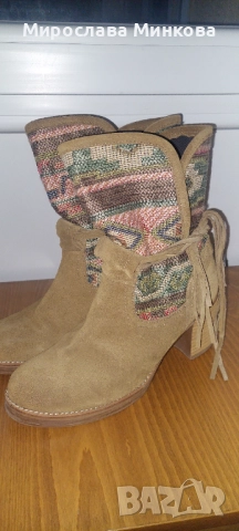 Дамски велурени ботуши с ток., снимка 2 - Дамски ботуши - 52910147