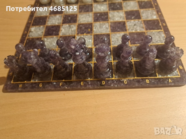 Красив шах сет от аметист и лунен камък, снимка 3 - Шах и табла - 52862778
