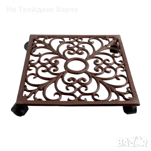 Чугунена квадратна поставка за цветя - класика и здравина