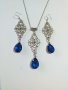 Разкошен комплект бижута в кралско синьо и филигранни орнаменти в цвят Сребро , снимка 6