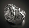 Сребърен пръстен с вълк, викингски стил