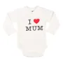 Бебешко памучно боди за момче Бяло I Love Mum 0-6 м S_1183603, снимка 1