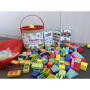 4124 Комплект от 50 части цветни дървени блокчета конструктор с кофа за съхранение, снимка 8