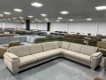 Голям Кремав ъглов диван от плат "ZE - EM05003", снимка 1 - Дивани и мека мебел - 39965502