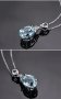 Сребърно колие с аквамарин, снимка 1 - Колиета, медальони, синджири - 34253718