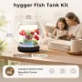 Нова Кръгла стъклена купа за рибки hygger 2L стъклен аквариум с LED светлина и декорация, снимка 2