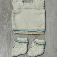 Ръчно плетен комплект , снимка 3 - Комплекти за бебе - 44637188