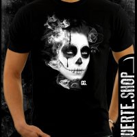 Черна тениска с щампа LA MUERTE GHOST, снимка 1 - Тениски - 42674922